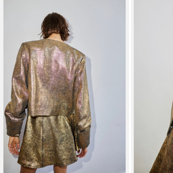 NWT Designer KUZYK Mick Gold Snake Embossed Calfskin Leather Jacket Sz LARGE - Picture 11 of 16